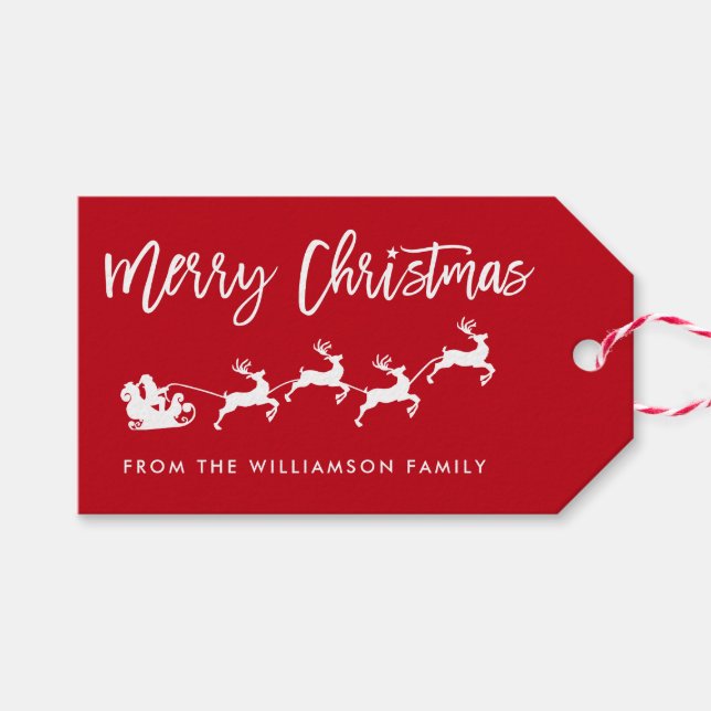 Étiquettes-cadeau Script moderne de brosse Star Père Noël Joyeux Noë (Devant (Horizontal))