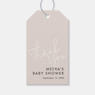 Étiquettes-cadeau Script moderne Dusty Merci rose Baby shower