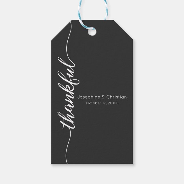Étiquettes-cadeau Script moderne simple Mariage Couple de remercieme (Devant)