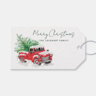 Étiquettes-cadeau Script personnalisé Red Truck Noël