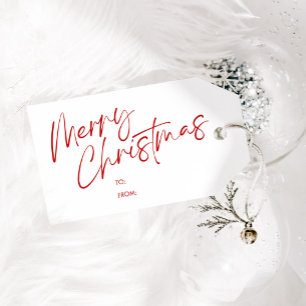 Étiquettes-cadeau Script Red Joyeux Noël