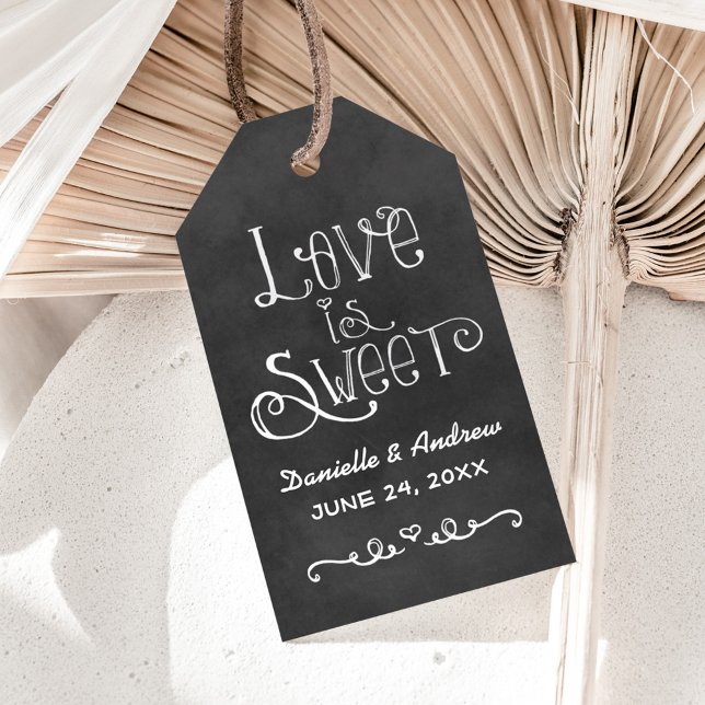 Étiquettes-cadeau Script rustique Chalkboard Mariage L'amour est dou (Créateur téléchargé)