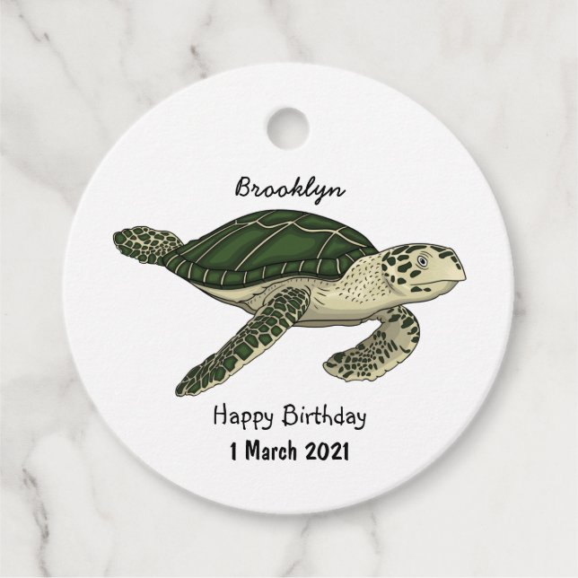 Étiquettes Cadeau Sea turtle cartoon (Devant)