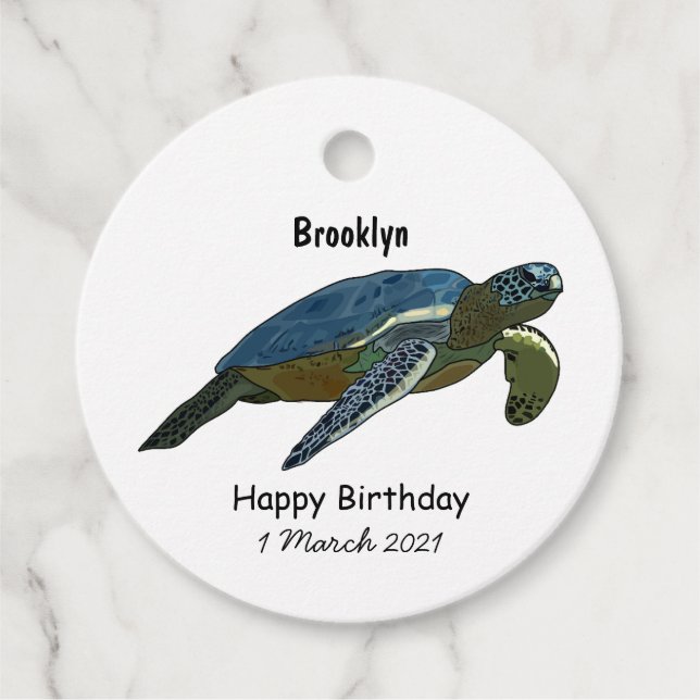 Étiquettes Cadeau Sea turtle cartoon (Devant)