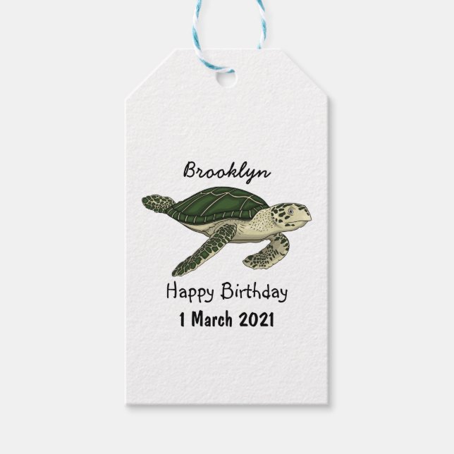 Étiquettes-cadeau Sea turtle cartoon (Devant)