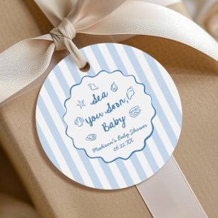 Étiquettes Cadeau Sea You Soon Bébé Fête de Naissance Côtière