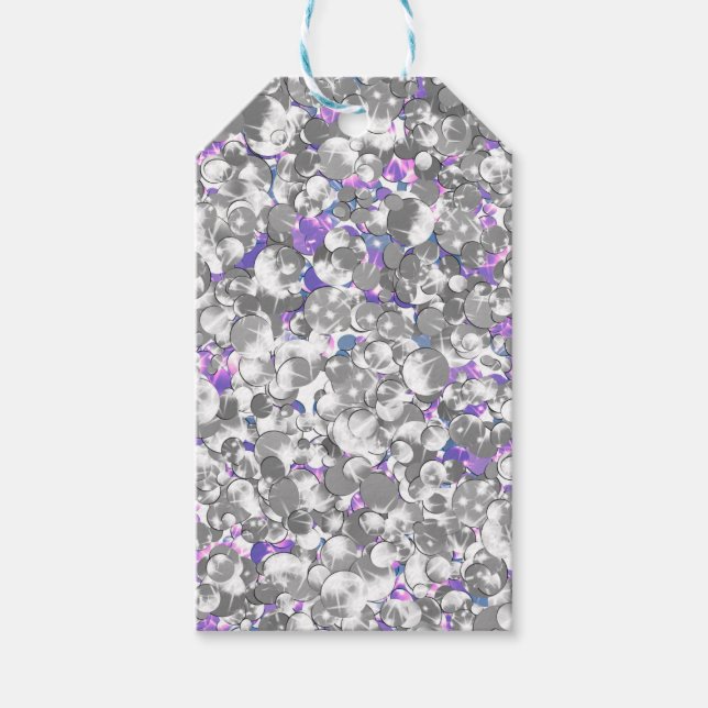 Étiquettes-cadeau Seamless violet purple silver glittery sparkles (Devant)