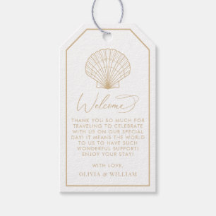 Étiquettes-cadeau Seashell Beige Beach Mariage Bienvenue