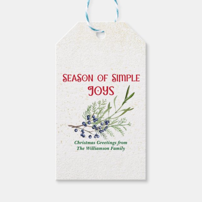 Étiquettes-cadeau Season of Simple Joys Blue Juniper Christmas (Devant)