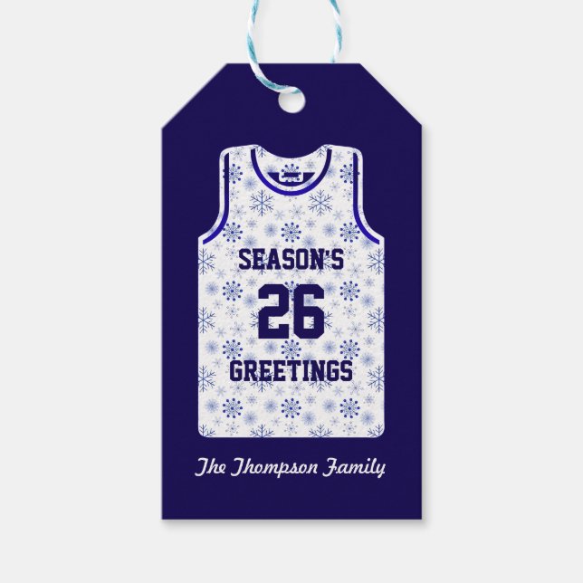 Étiquettes-cadeau Season's Greetings Basketball Snowflake (Devant)