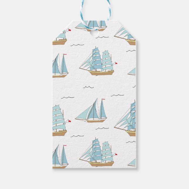 Étiquettes-cadeau Seatime été Cute yachts avec voile (Devant)
