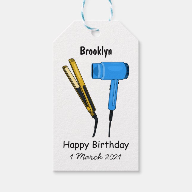 Étiquettes-cadeau Sèche-cheveux & lisseuse-cheveux illustration (Devant)