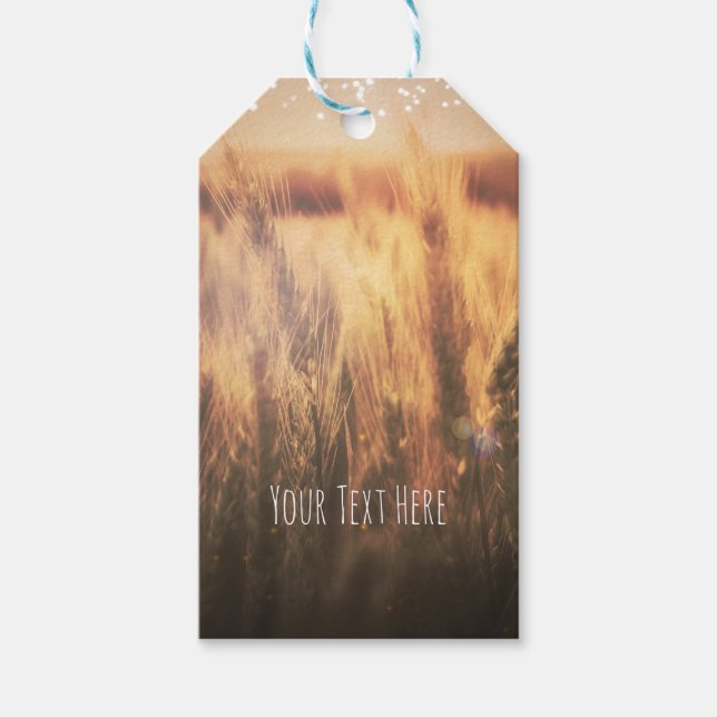 Étiquettes-cadeau Secteur du blé Parti du Mariage campagnard rustiqu (Devant)