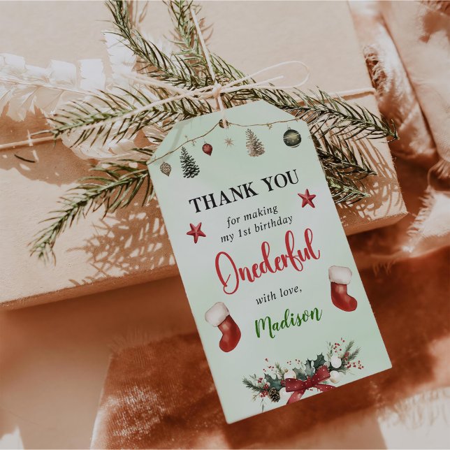 Étiquettes-cadeau Séjour Noël 1er anniversaire fête (Créateur téléchargé)