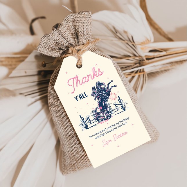 Étiquettes-cadeau Sellez le premier cow-boy de rodéo Anniversaire Me (Créateur téléchargé)