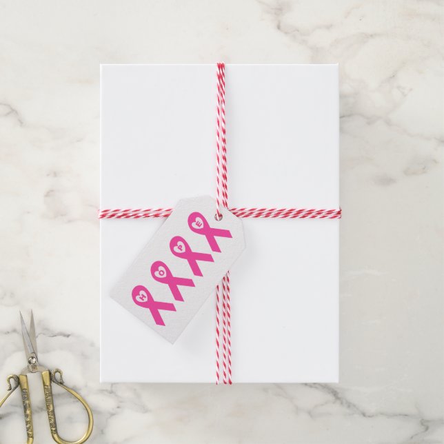 Étiquettes-cadeau Sensibilisation au cancer du sein Ruban rose conce (Avec de la ficelle)