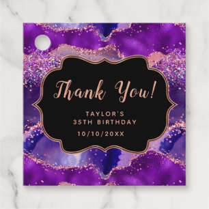 Étiquettes Cadeau Séquins rose pourpre foncé Agate Anniversaire Merc