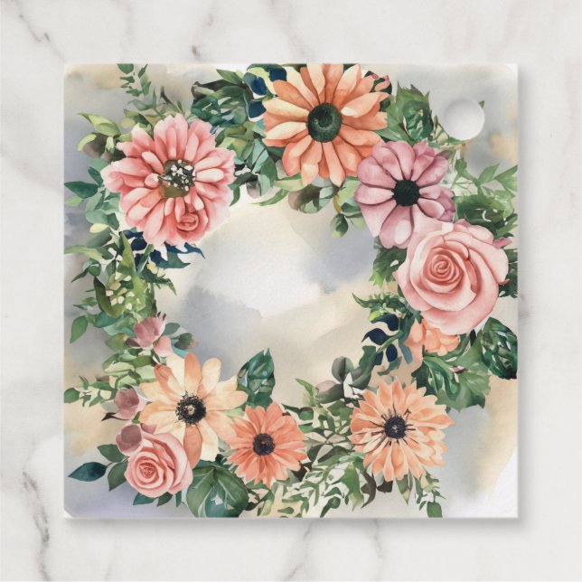 Étiquettes Cadeau Serene Garden Wreath : Pastel Floral Elegance (Dos)