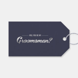 Étiquettes-cadeau Serez-vous mon Groomsman ? Mariage en argent bleu 