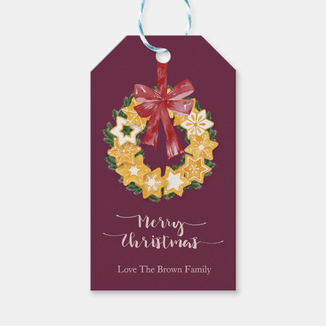 Étiquettes-cadeau Serre de biscuits de Noël avec Arrière - plan de p (Devant)