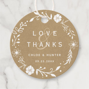 Étiquettes Cadeau Serre florale rustique Faux Kraft Merci Mariage