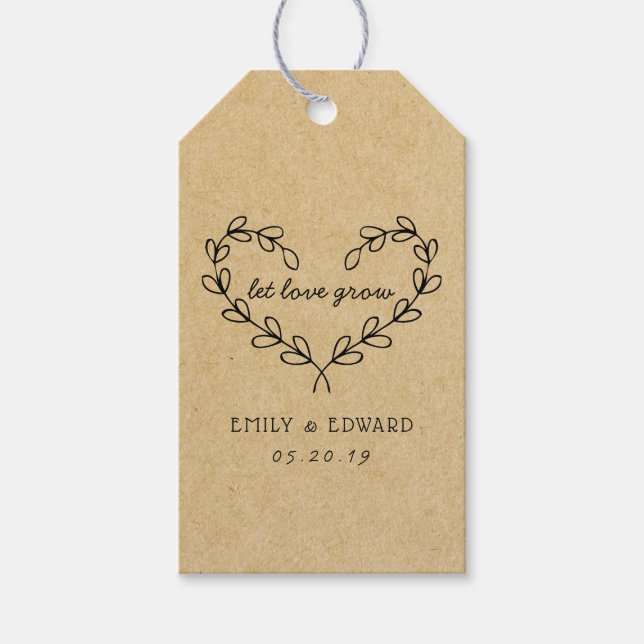 Étiquettes-cadeau Serrure de coeur Laisser l'amour grandir Mariage F (Devant)