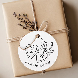 Étiquettes Cadeau Serrure de coeur Whimsical Doodle Croquis moderne