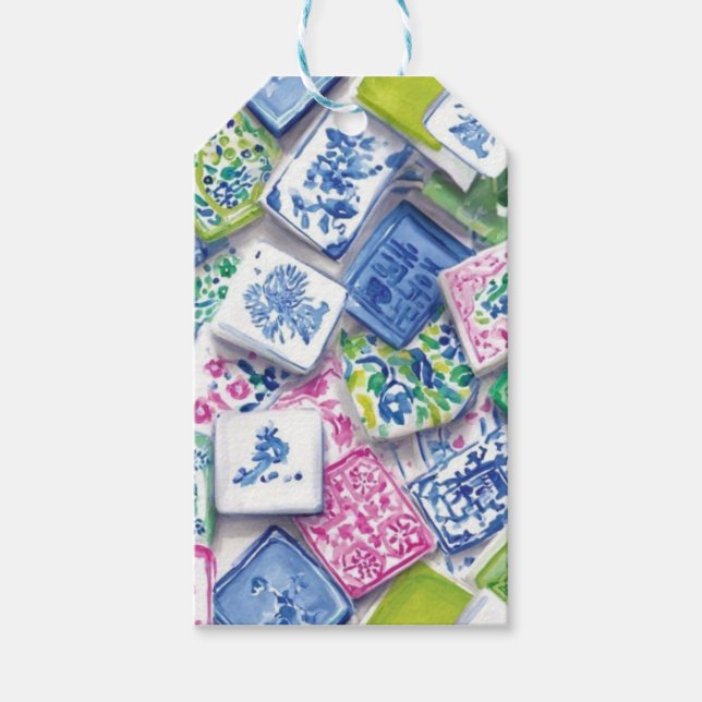 Étiquettes-cadeau Serviette de Mahjong (Devant)