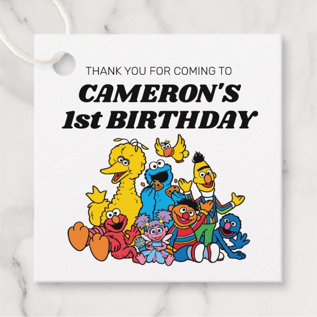 Étiquettes Cadeau Sesame Street Pals Anniversaire (Devant)