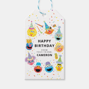 Étiquettes-cadeau Sesame Street Pals Confetti Joyeux Anniversaire De