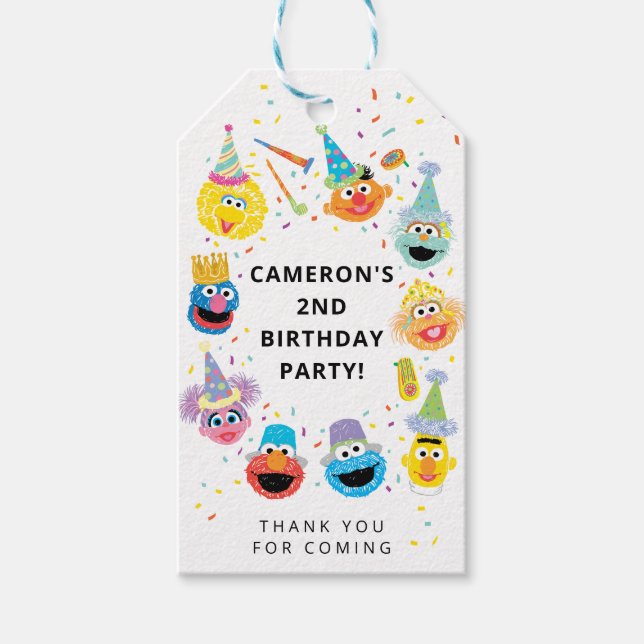 Étiquettes-cadeau Sesame Street Pals Confetti Merci Favoriser (Devant)