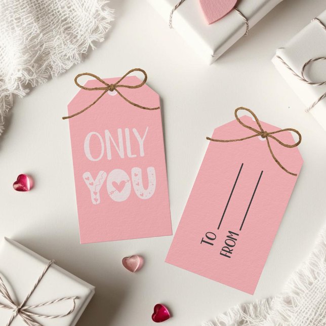 Étiquettes-cadeau Seule la Saint-Valentin rose (Créateur téléchargé)