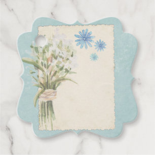 Étiquettes Cadeau Shabby Blue Floral Collage album Embellisment