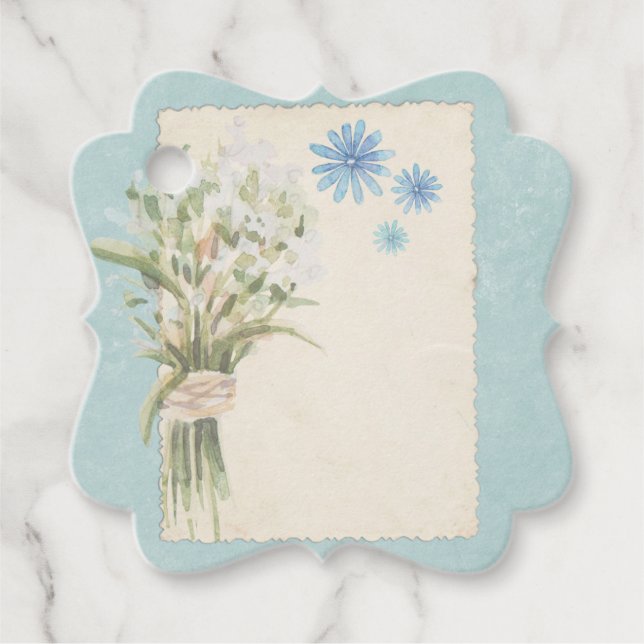 Étiquettes Cadeau Shabby Blue Floral Collage album Embellisment (Devant)