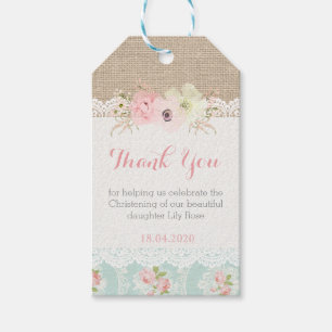 Étiquettes-cadeau Shabby Chic Farmhouse Country Floral Dentelle Vint