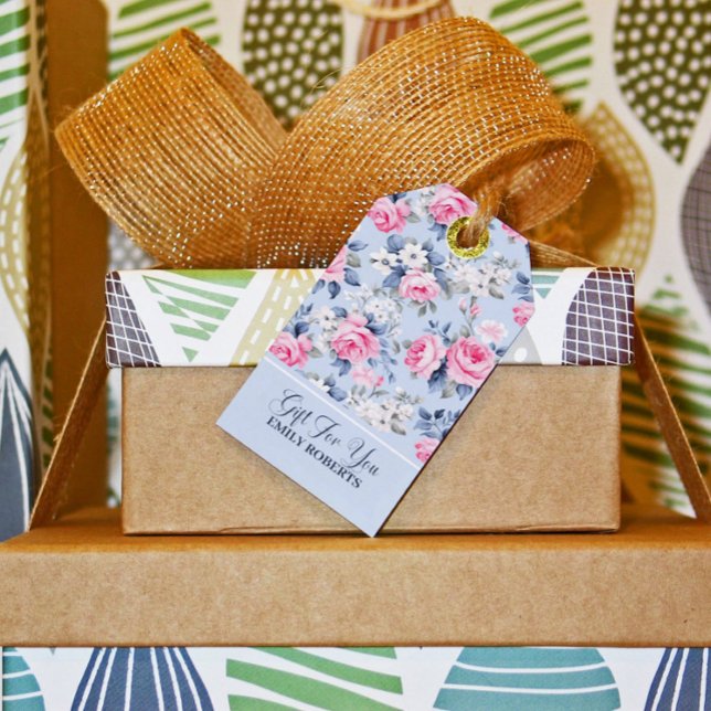 Étiquettes-cadeau Shabby Chic Roses Roses Roses Roses Simples Motif (Créateur téléchargé)