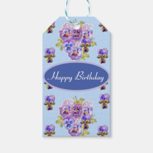Étiquettes-cadeau Shabby Pink Pansy Floral Viola Blue Tags cadeaux