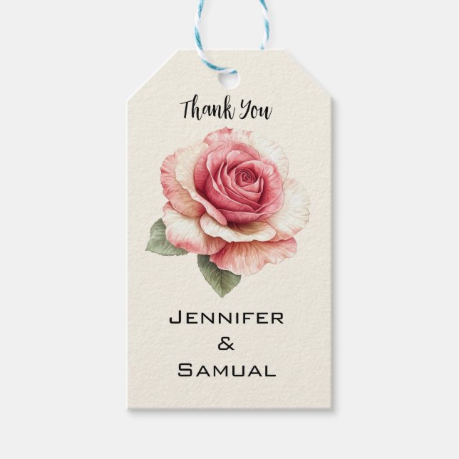 Étiquettes-cadeau Shabby Pink Rose (Devant)