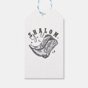 Étiquettes-cadeau Shalom Y'all Cowboy juif Hanoukka Ouest