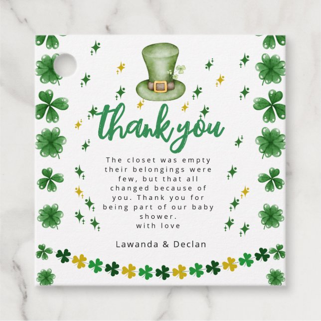 Étiquettes Cadeau Shamrock | Balises Merci (Devant)