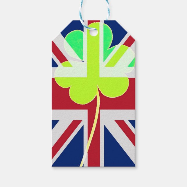 Étiquettes-cadeau Shamrock du drapeau irlandais britannique Clover S (Devant)
