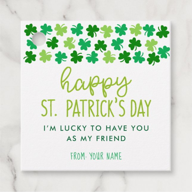 Étiquettes Cadeau Shamrock Lucky friend St. Patrick's Day (Devant)
