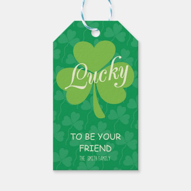 Étiquettes-cadeau Shamrock Lucky Friend St. Patrick's Day (Devant)