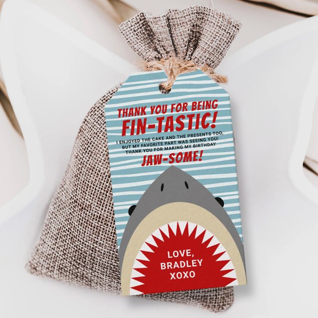 Étiquettes-cadeau Shark Bite N'importe quel âge Anniversaire Fête Me (Créateur téléchargé)