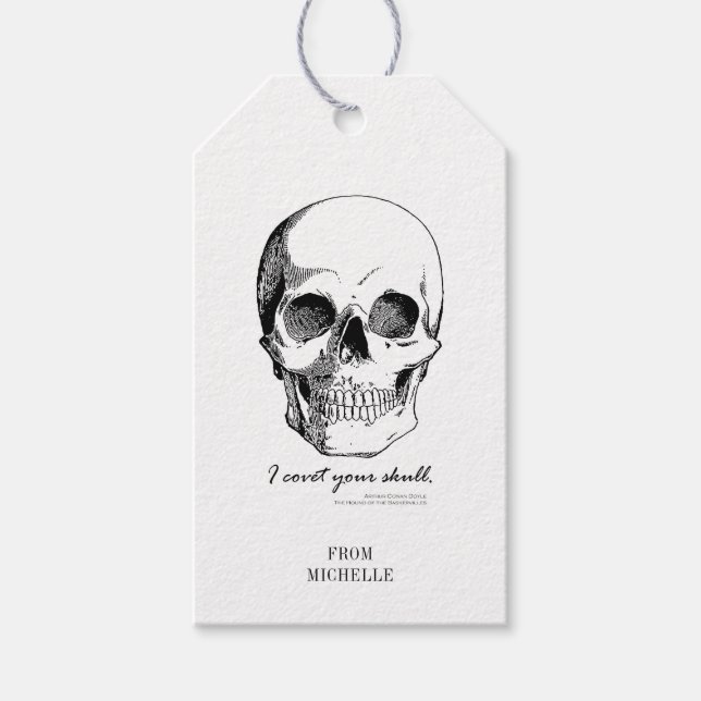 Étiquettes-cadeau Sherlock Citation I Covet Your Skull Gothic Cadeau (Devant)