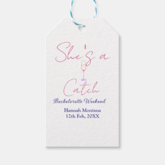 Étiquettes-cadeau She's a catch champagne bottle bachelorette weeken