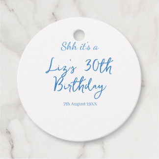 Étiquettes Cadeau shh its a 30th birthday name date blue simple mini