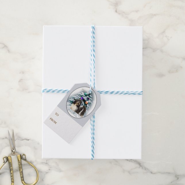 Étiquettes-cadeau Shih Tzu Noël (Avec de laficelle)
