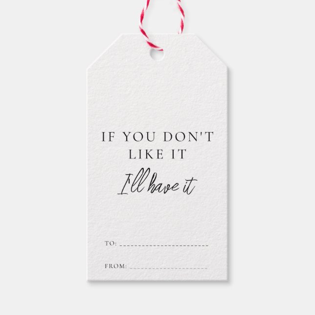 Étiquettes-cadeau Si tu n'aimes pas ça, j'aurai ça drôle Noël (Devant)