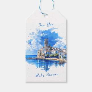 Étiquettes-cadeau Sicilian Coastline Ocean View Summer Baby Shower